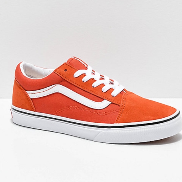 white and orange vans